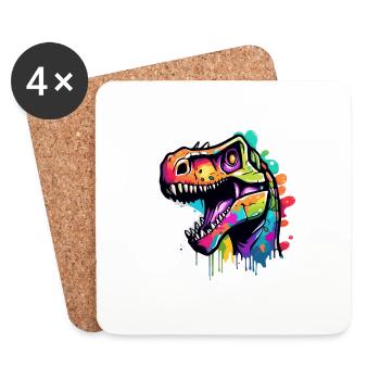 Dinosaur / Animal / Prehistoric / Reptile / Boys - Coasters (set of 4) - white - Front