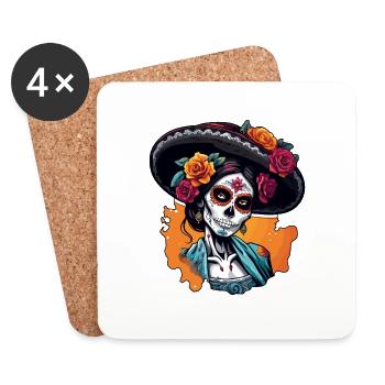 La Catrina / Dia de Muertos / Tattoo /Kultur - Untersetzer (4er-Set) - Weiß - Vorne