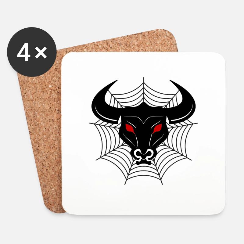 Spider Bull - Untersetzer (4er-Set) - Weiß