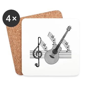 Gitarre - Untersetzer (4er-Set) - Weiß - Vorne