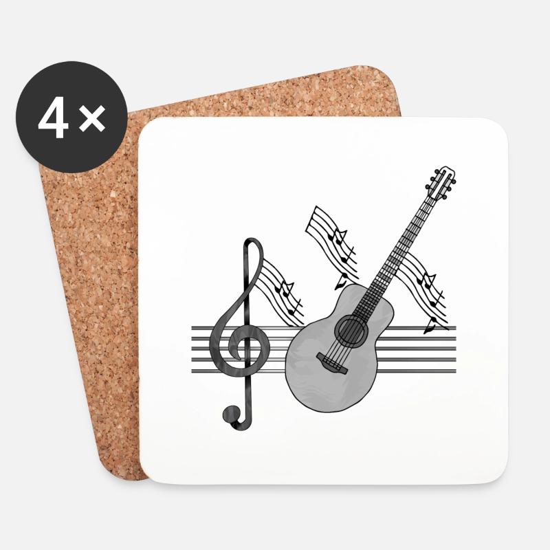 Gitarre - Untersetzer (4er-Set) - Weiß