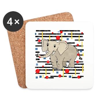 Elefant - Untersetzer (4er-Set) - Weiß - Vorne