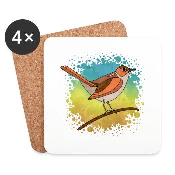Bunter Vogel - Untersetzer (4er-Set) - Weiß - Vorne