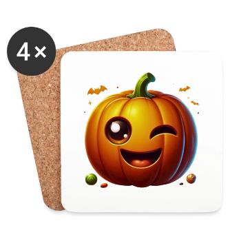 Machen Sie Spaß! Jack-o'-Lantern T-Shirt - Untersetzer (4er-Set) - Weiß - Vorne