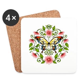 Schmetterling - Untersetzer (4er-Set) - Weiß - Vorne