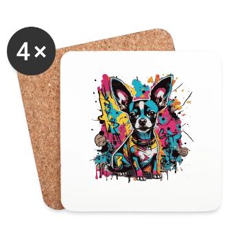 Chihuahua Graffiti Look - Untersetzer (4er-Set) - Weiß - Vorne