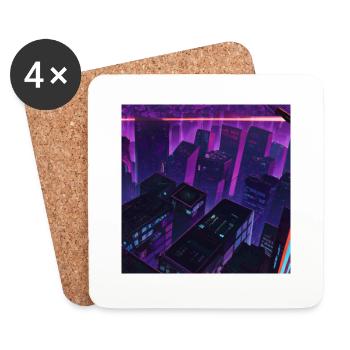 Style cyberpunk de la ville - Dessous de verre (lot de 4) - blanc - Devant