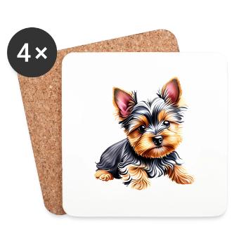 Yorkshire Terrier Hundewelpe Hund Hundehalter - Untersetzer (4er-Set) - Weiß - Vorne