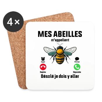 Mes abeilles m´appelle désolé je dois y aller - Dessous de verre (lot de 4) - blanc - Devant
