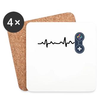 Heartbeat Console Gamer Geschenkidee - Untersetzer (4er-Set) - Weiß - Vorne