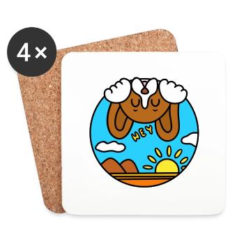 Funny playful cartoon beagle - Coasters (set of 4) - white - Front