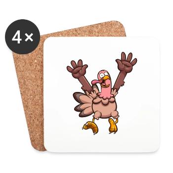 Happy Cartoon Turkey - Coasters (set of 4) - white - Front