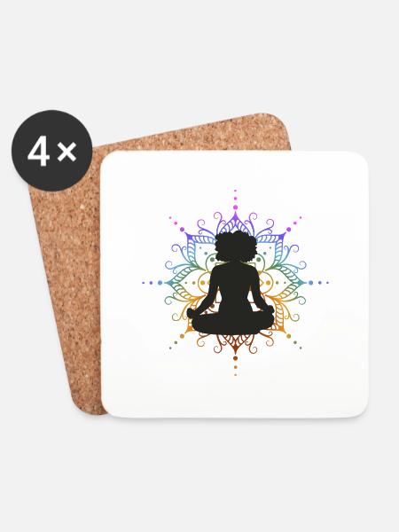 Yoga Meditation Mandala - Untersetzer (4er-Set) - Weiß