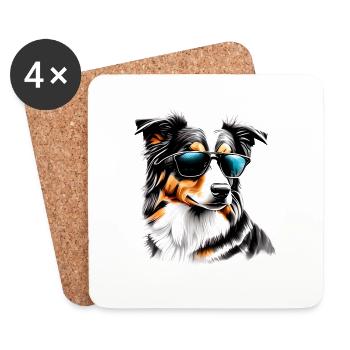 Australian Shepherd Dog Dog Puppy Dogs - Coasters (set of 4) - white - Front