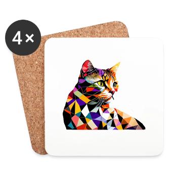 Katze Kätzchen Hauskatze Katzenbesitzer Haustier - Untersetzer (4er-Set) - Weiß - Vorne
