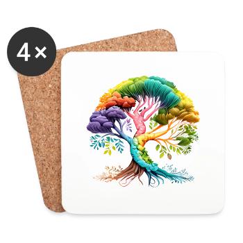 Méditation de l’arbre de vie Yoga de l’arbre de vie - Dessous de verre (lot de 4) - blanc - Devant