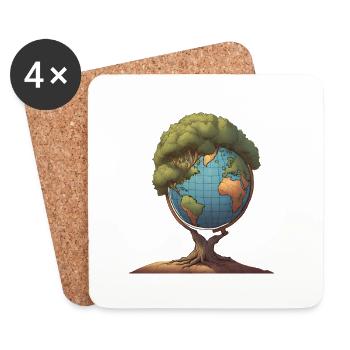 The Supporting Tree - Our World (Environmental Protection) - Coasters (set of 4) - white - Front