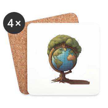Nature Conservation - Our World & Trees (Climate) - Coasters (set of 4) - white - Front