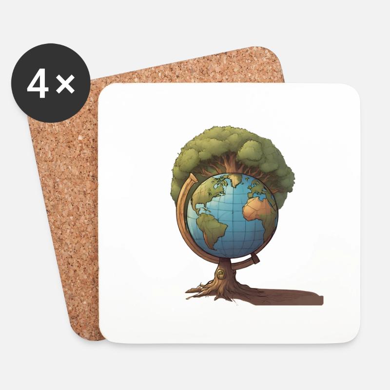 Naturschutz - Unsere Welt & Bäume (Klima) - Untersetzer (4er-Set) - Weiß