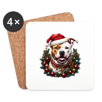 Christmas purebred dog in a Santa hat - Coasters (set of 4) - white - Front