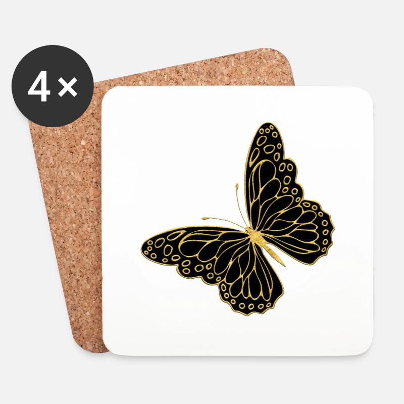 Papillon - Dessous de verre (lot de 4) - blanc