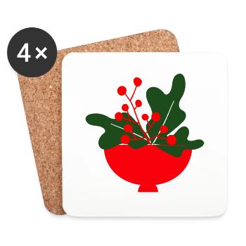 Weihnachtliche Illustration - Untersetzer (4er-Set) - Weiß - Vorne