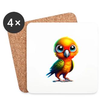 Perruche, Calopsitte, Propriétaire D’oiseau, Oiseau - Dessous de verre (lot de 4) - blanc - Devant