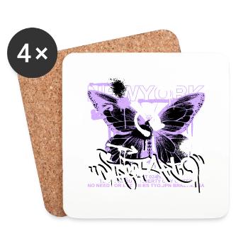 Colorful Butterfly Flowers Colorful Insect Dream Dream - Coasters (set of 4) - white - Front