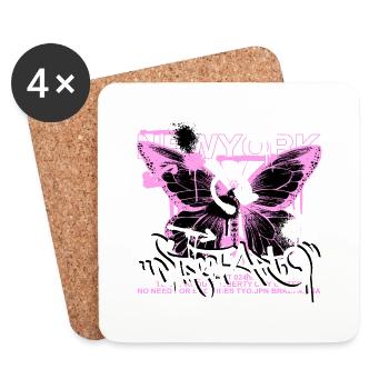 Colorful Butterfly Flowers Colorful Insect Dream Dream - Coasters (set of 4) - white - Front
