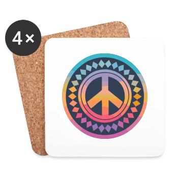Love Peace 60s 70s Hippie Costume - Coasters (set of 4) - white - Front