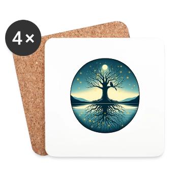 Tree in the Moonlight - Coasters (set of 4) - white - Front