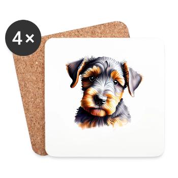 Airedale Terrier Chien Propriétaire Chien Chiot - Dessous de verre (lot de 4) - blanc - Devant