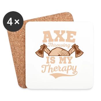 Axe Throwing Is My Therapy Thrower Hatchet Ax - Coasters (set of 4) - white - Front