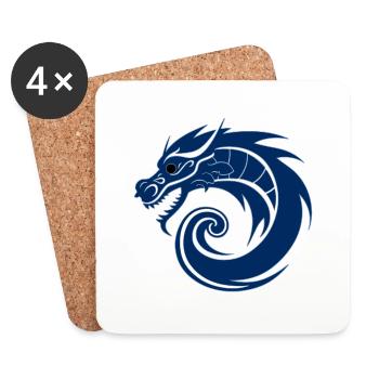 Drachen Asien Blau - Untersetzer (4er-Set) - Weiß - Vorne