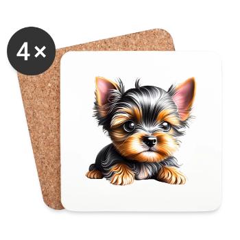 Yorkshire Terrier Puppy Dog Dog Owner - Coasters (set of 4) - white - Front