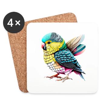 Perruche Oiseau Calopsitte Propriétaire d’oiseau - Dessous de verre (lot de 4) - blanc - Devant