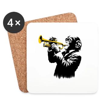 Trompeter Affen Orchester StreetArt Banksy Style - Untersetzer (4er-Set) - Weiß - Vorne
