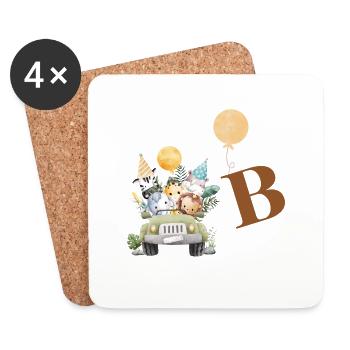 Letter B Safari - Coasters (set of 4) - white - Front