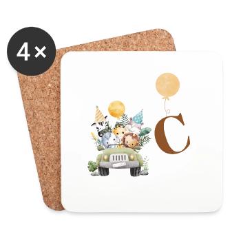 Buchstabe C Safari - Untersetzer (4er-Set) - Weiß - Vorne