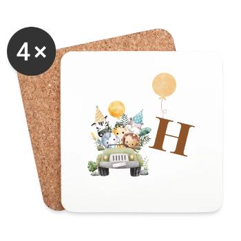 Letter H Safari - Coasters (set of 4) - white - Front