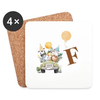 lettre f safari - Dessous de verre (lot de 4) - blanc - Devant