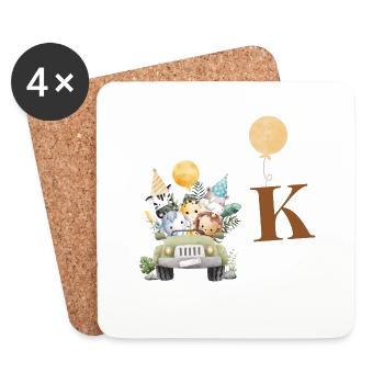 Buchstabe K Safari - Untersetzer (4er-Set) - Weiß - Vorne
