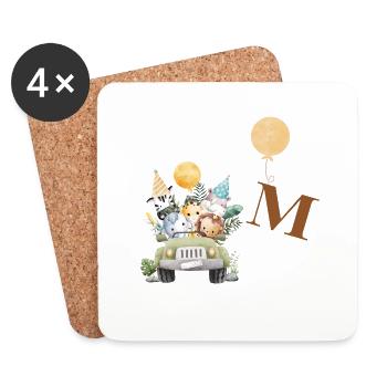 Buchstabe M Safari - Untersetzer (4er-Set) - Weiß - Vorne