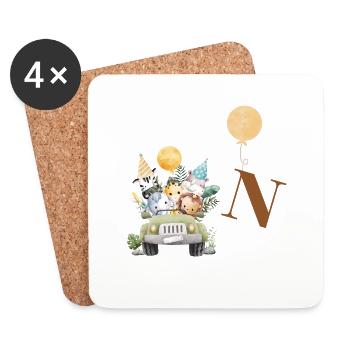 lettre n safari - Dessous de verre (lot de 4) - blanc - Devant