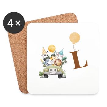 Letter L Safari - Coasters (set of 4) - white - Front