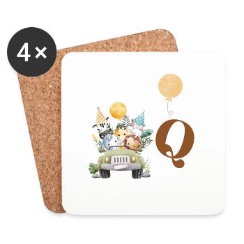 Letter Q Safari - Coasters (set of 4) - white - Front