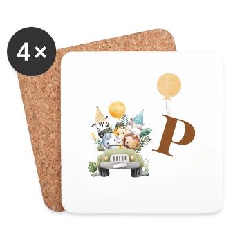 Letter P Safari - Coasters (set of 4) - white - Front