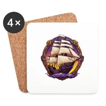Schiff / Boot / Anker / Meer / Ocean / Kapitän - Untersetzer (4er-Set) - Weiß - Vorne