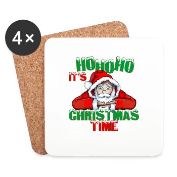Père Noël - Dessous de verre (lot de 4) - blanc - Devant