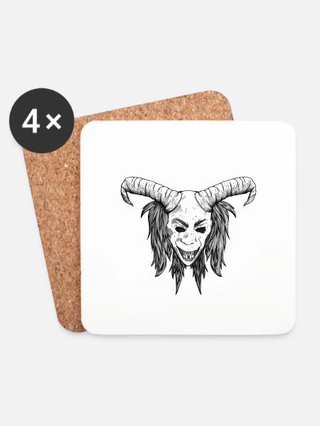 Krampuskopf - Untersetzer (4er-Set) - Weiß